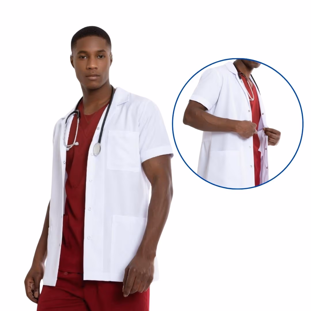Short-Length, Short-Sleeve, Classic Collar Doctor Coat