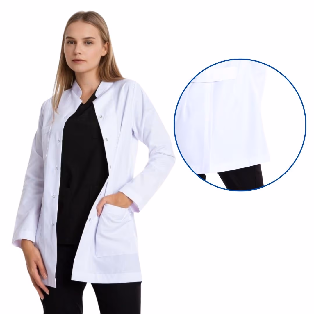 Standard-Length, Long-Sleeve, Stand-Up Collar Doctor Coat (Variant)