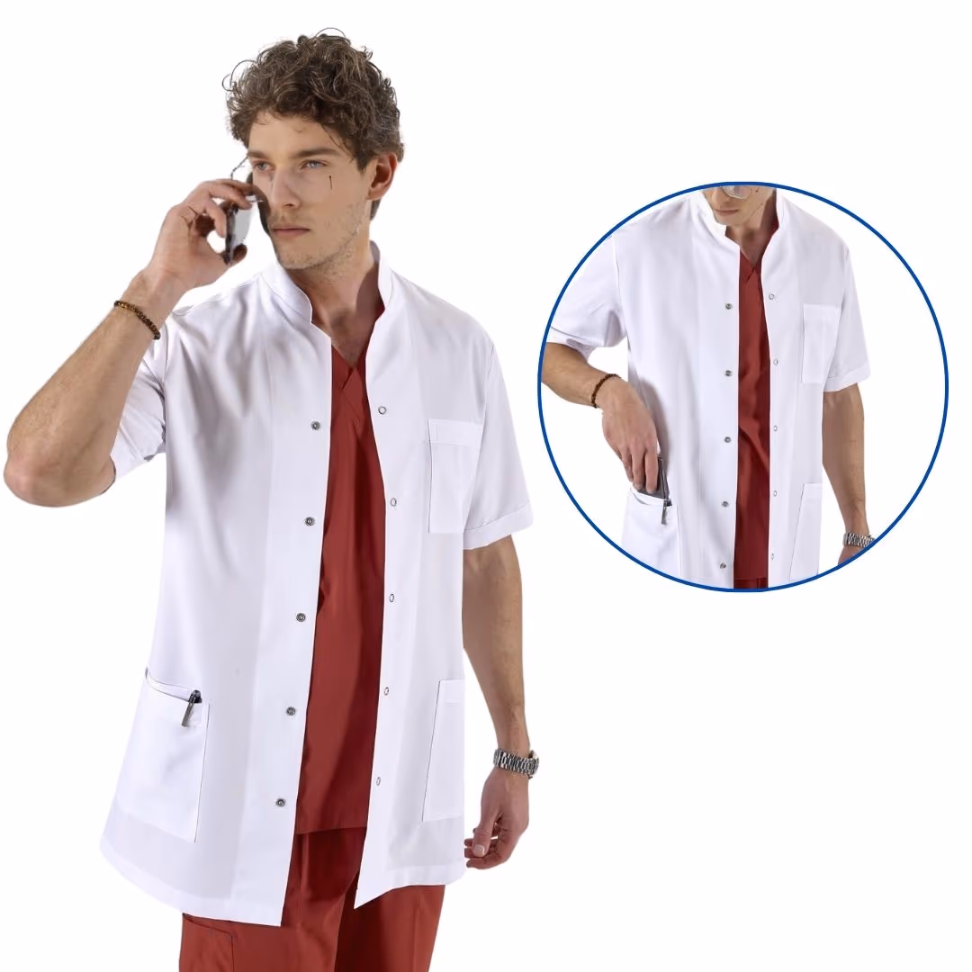 Standard-Length, Long-Sleeve, Stand-Up Collar Doctor Coat